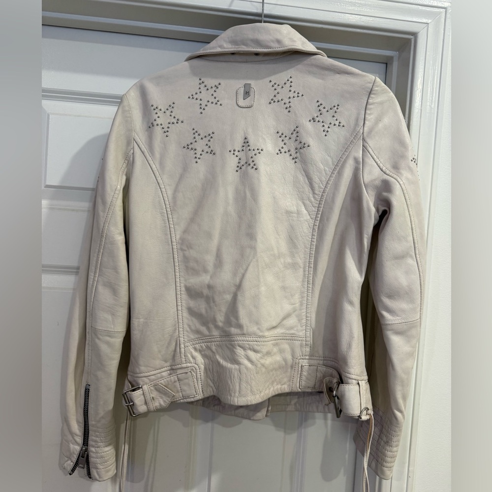 Mauritius Cream leather moto jacket M-L